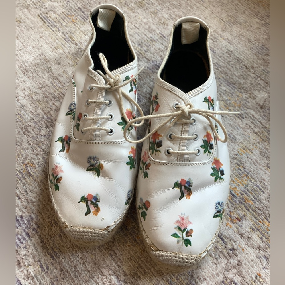Saint Laurent floral leather white espadrilles